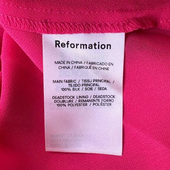 NEW Reformation Joana Silk Midi Dress Flambé Pink Size Large - Picture 7 of 8
